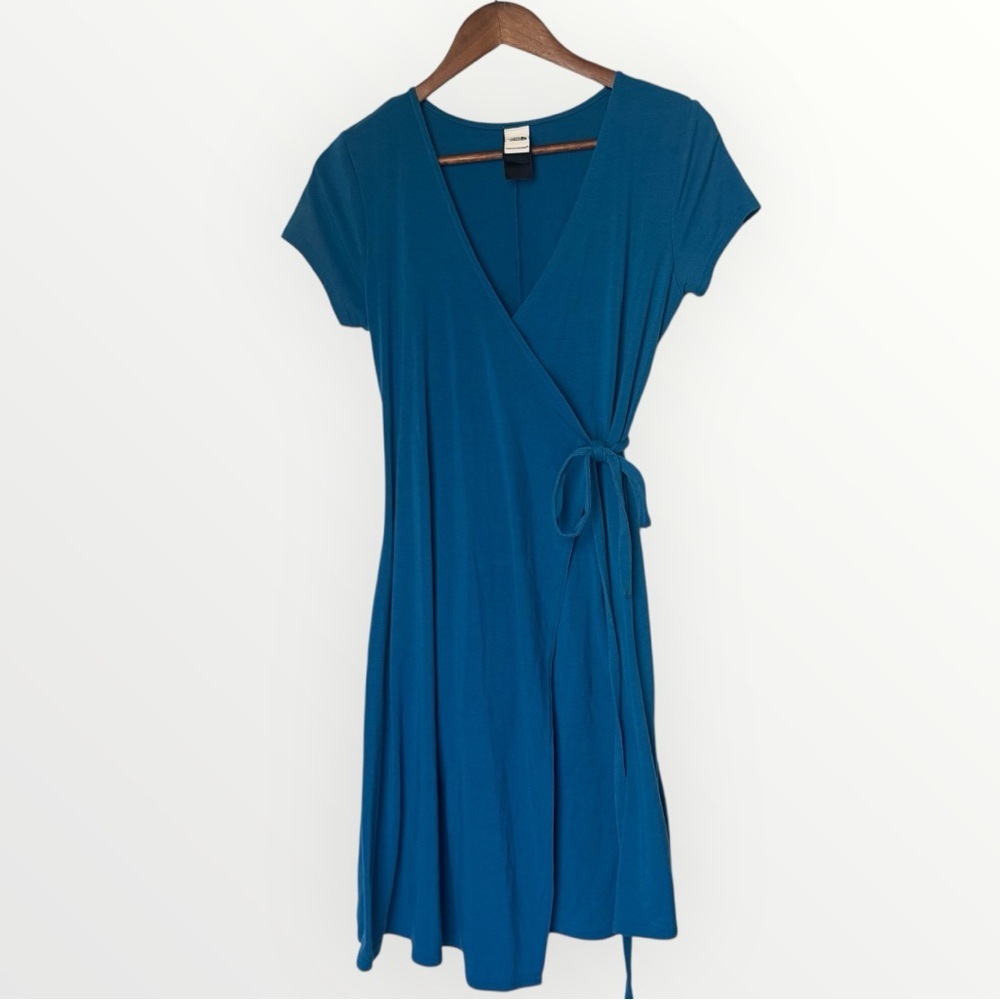 The North Face Women's Blue V-Neck Short Sleeves Wrap Around Dress Size XS